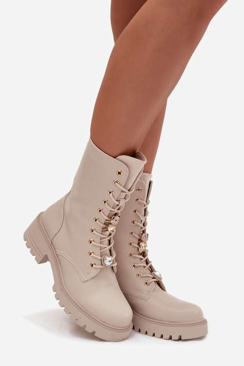 Dámské workery s přezkami Medvídek Srdce Béžové Iravine