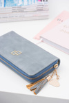 Women's Blue Big Wallet with a Fringe Keychain