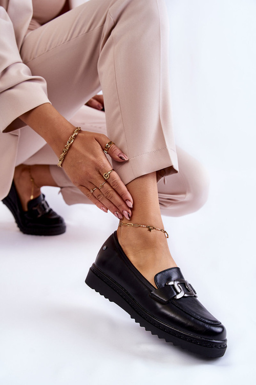 Kožené Mokasíny Na Platformě Černé Abisso