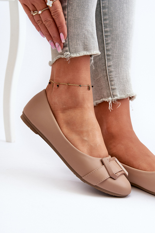 Baletky S Páskom A Ozdobou Eko Kože Tmavobežové Cadwenla