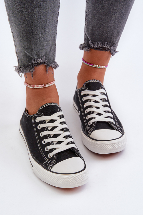 Dámske klasické nízke čierne tenisky Caelira