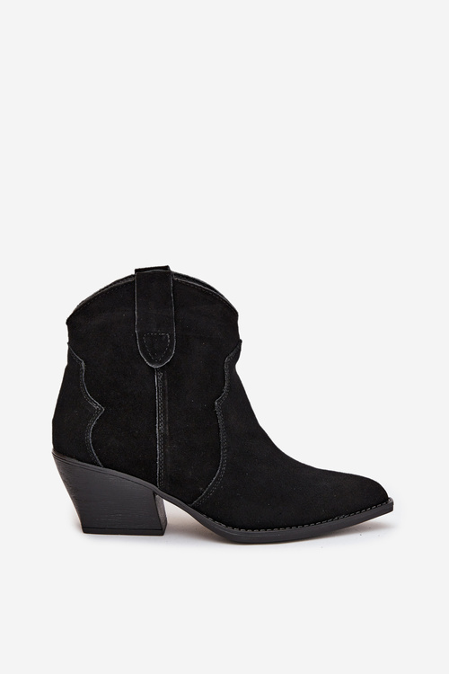 Vklzové dámske kovbojky z prírodného semišu Čierne Beretta