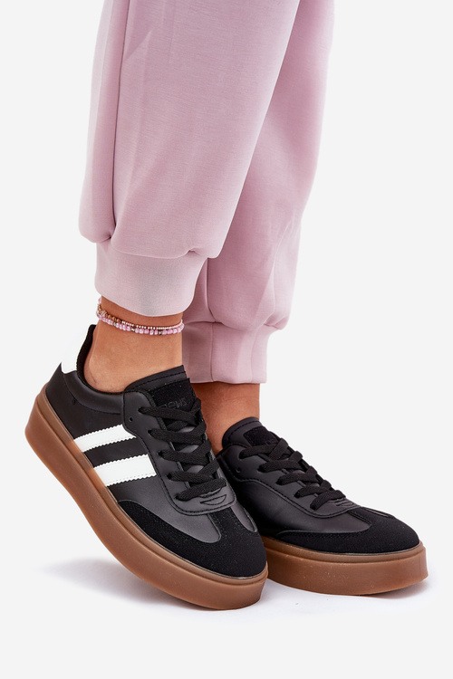 Dámske Tenisky Na Platforme Z Eko Kože Čierne Elaraven