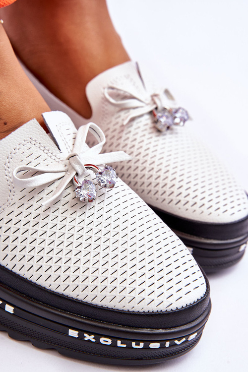 Dámské nazouvací kožené tenisky bílé Raven