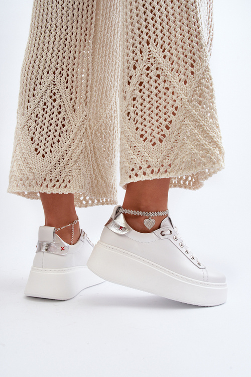 Kožené Dámské Tenisky S Náramkem CheBello 4406 Bílé