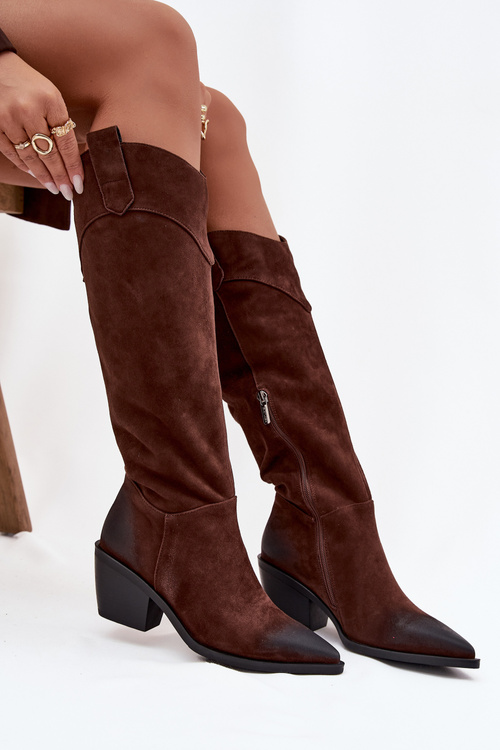 Dámske Kovábojky Na Opätku Z Prírodného Semišu Artiker 57C0230 Hnedé