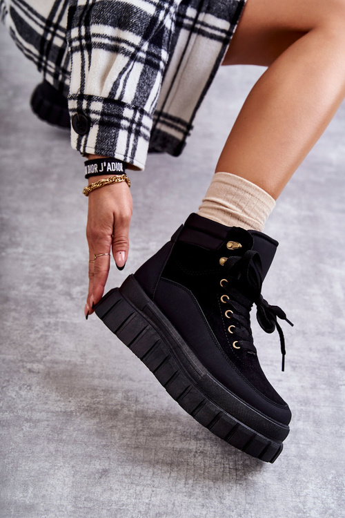 Pohodlné boty na platformě černé Sanchio