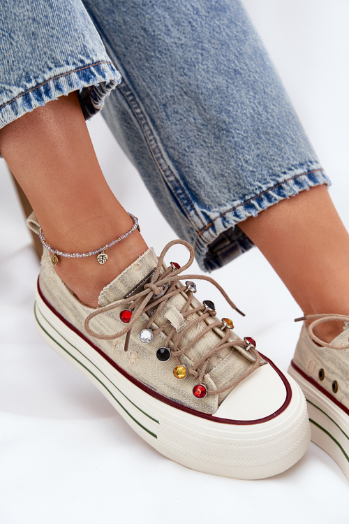 Dámské Tenisky Na Platformě Béžové GOE RR2N4105