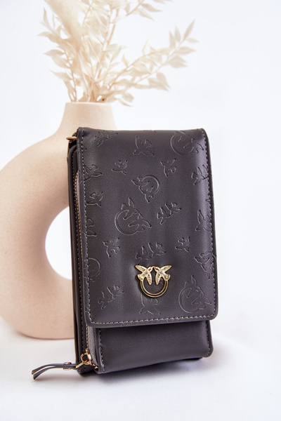 Módní kabelka peněženka 2v1 s embosováním Šedá Savano