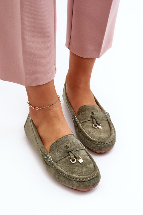 Dámske zamatové klasické mokasíny zelené Ontala