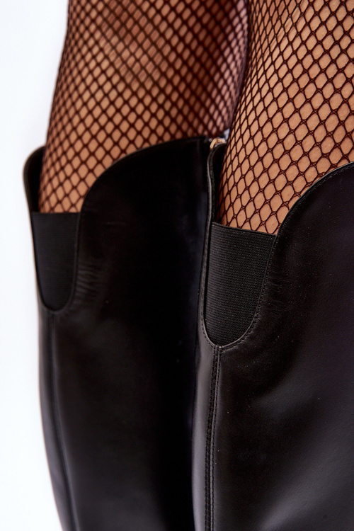 Dámské kožené kotníkové boty na podpatku černé Lewski 2928/B/2