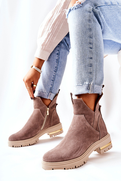 Polstrované boty S vykrojením Cappucino Tanya