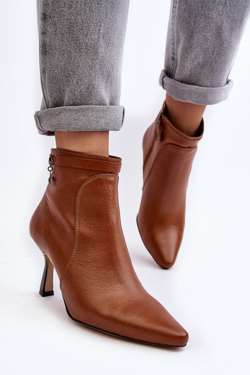 Kožené dámské kozačky na podpatku Maciejka 06301-29 hnědé