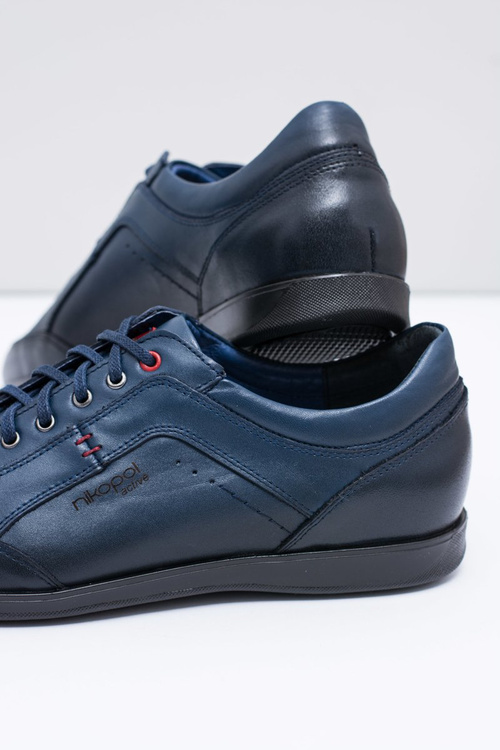 Men's Navy Leather Casual Shoes Nikopol Casual Polver