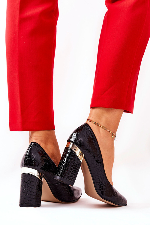 Kožené lodičky Lewski Hadí 3117 Černé