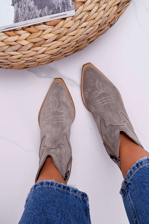 Dámské Kotníkové Boty Kožené Cowgirl Cappucino Batty