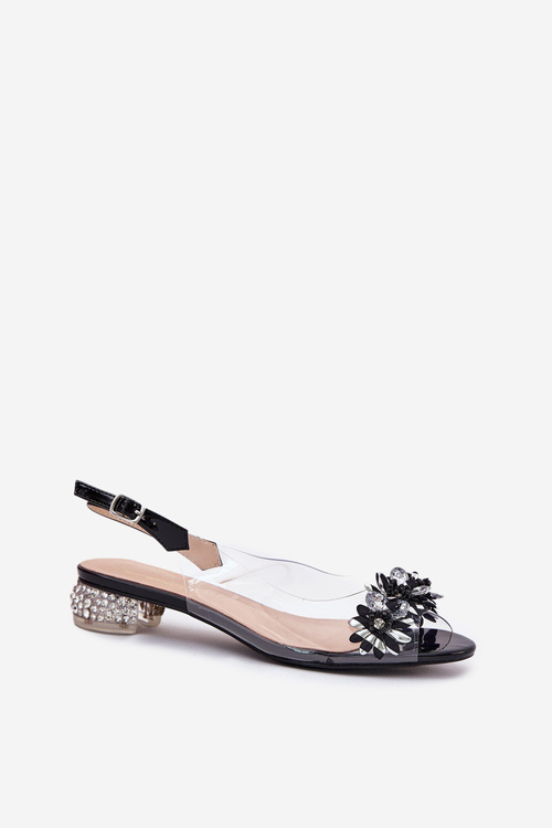 Průhledné Sandály Na Nízkém Podpatku Se Zdobením D&A MR51-709 Černé