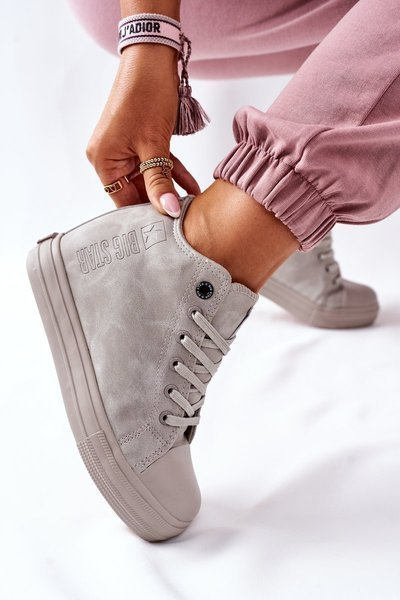 Kožené Klínové Tenisky Sneakers Big Star II274093 Šedé