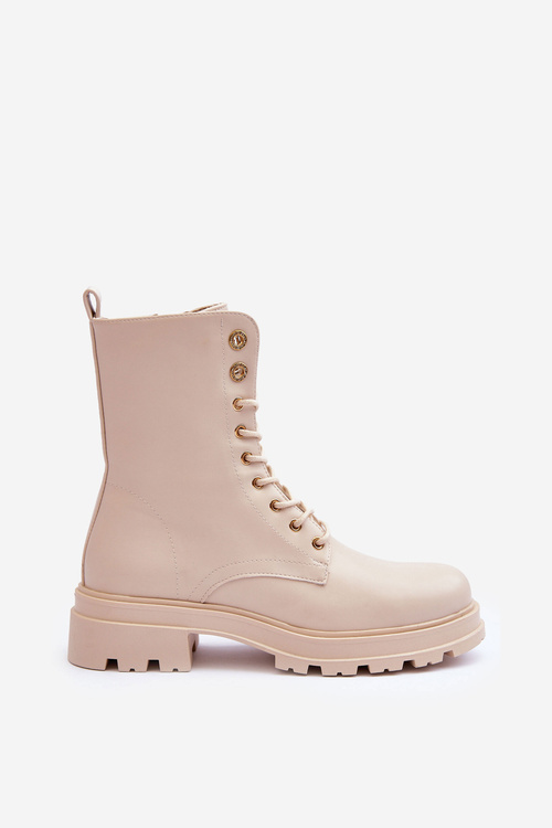 Kůže Botky S Ozdobou Bežovou Yemannis