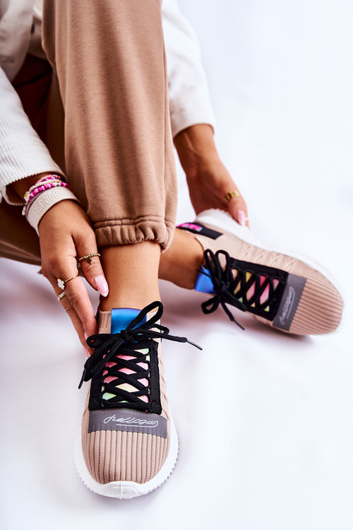 Dámske posuvné športové topánky tenisky béžové klayra