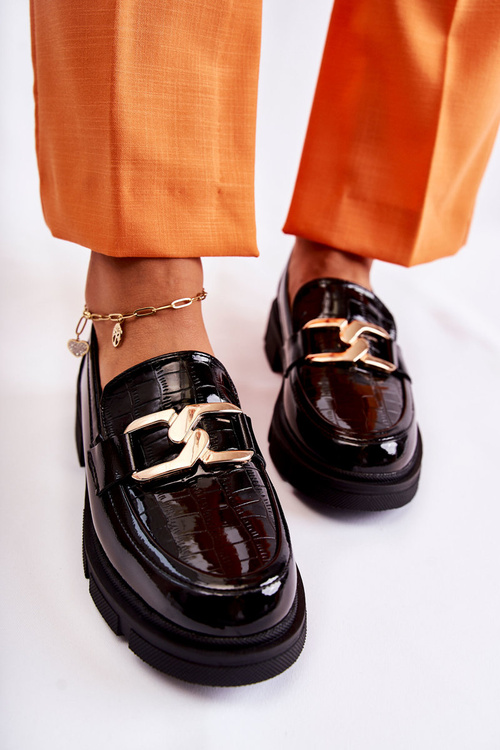 Módní kožené mokasíny Černá Loveliness