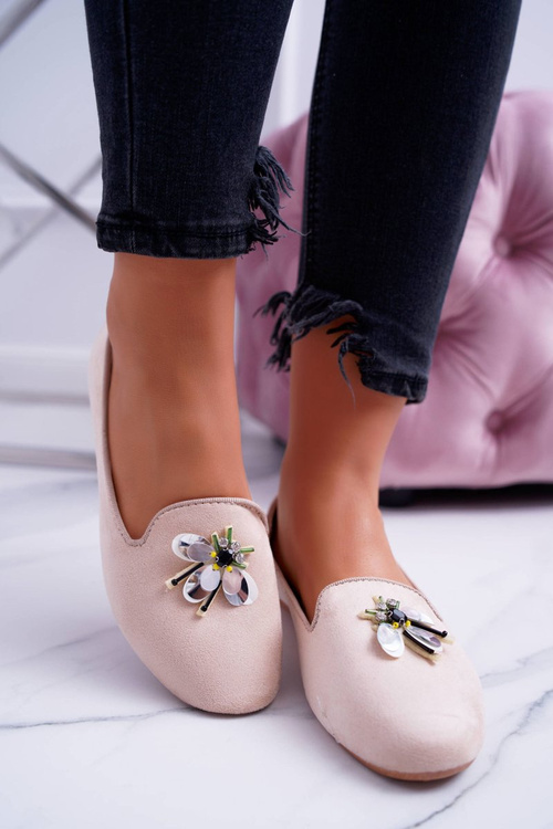 Ženské semišové lordy béžové baleríny