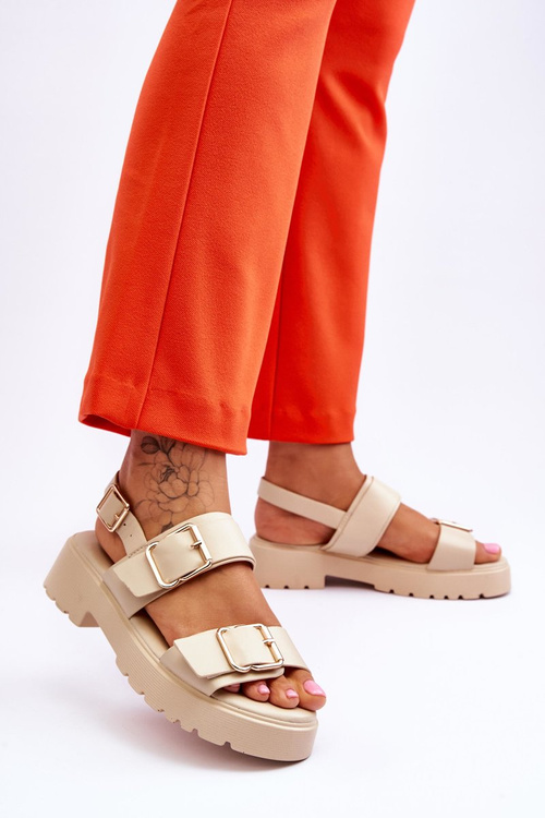 Kožené pohodlné béžové sandále alayah