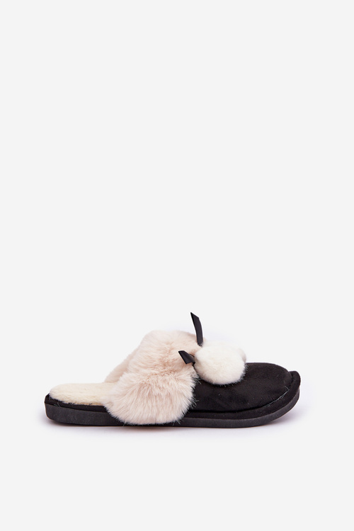 Dámské Pantofle S Kožíškem Černé Nartani