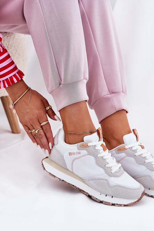 Semišové Ľahké Športové Topánky Pre Ženy Big Star RR274235 HI-POLY SYSTEM Béžové