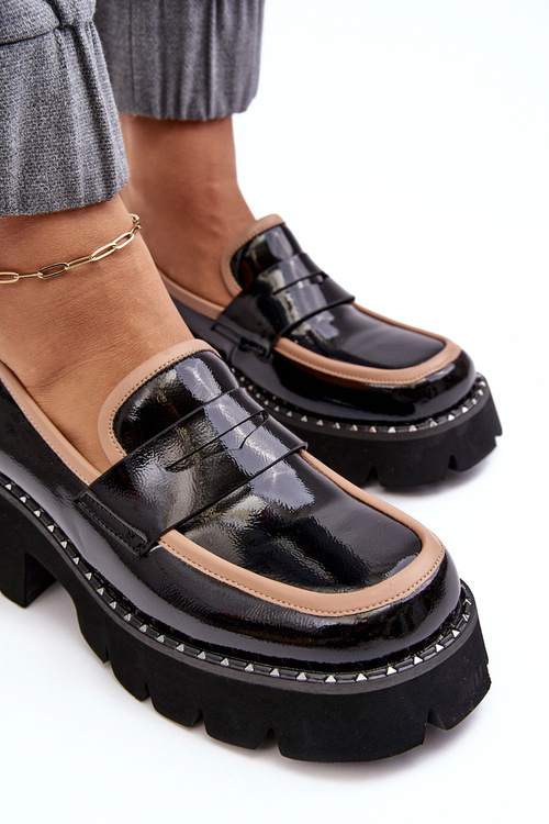 Kožené dámské mokasíny D&A MR870-32 černé