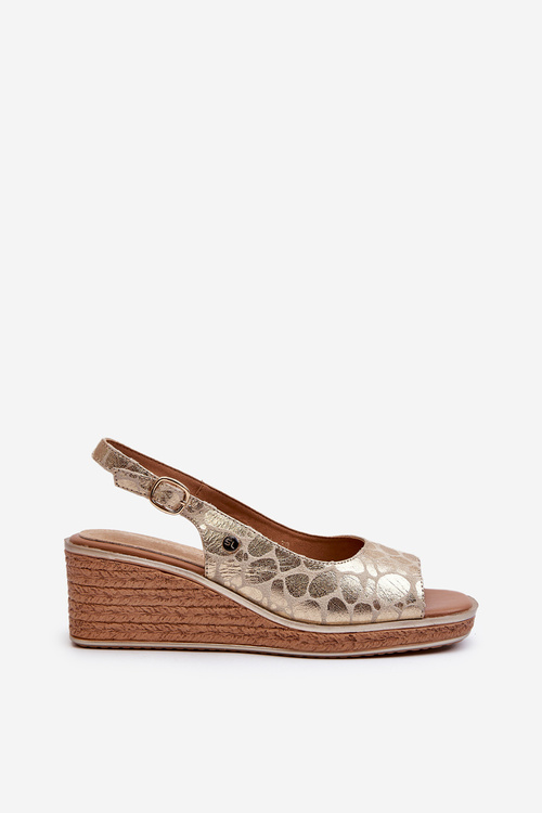 Dámske Sandále Na Klinu Sergio Leone SK301 Zlaté