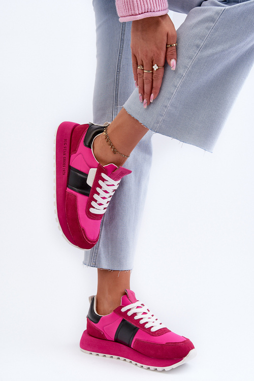 Dámské tenisky na platformě Big Star NN274500 Memory Foam System Fuksja