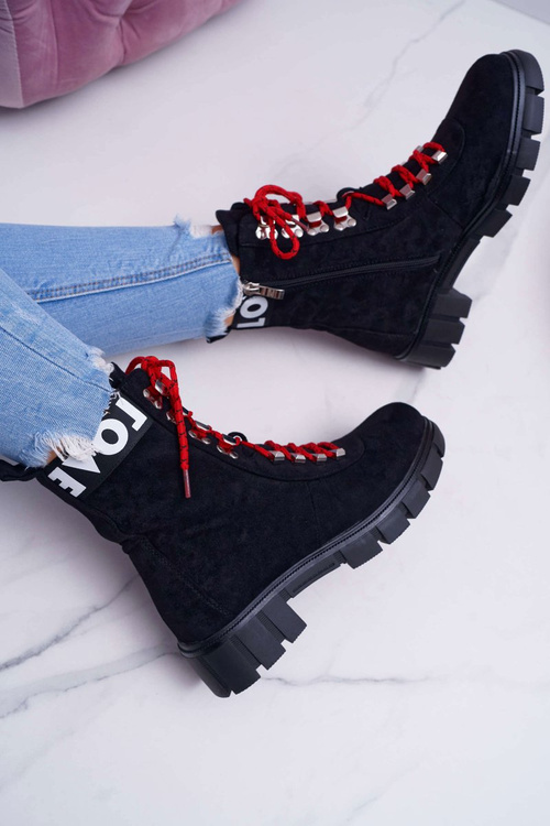 Dámské Kotníkové Boty zateplené Černé Semišové Panther