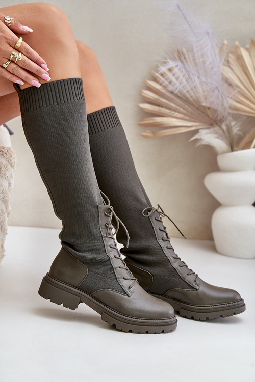 Skladané čižmy so sokovou špičkou Tmavozelené Iranel