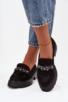 Eko Semišové Mokasíny Dámské S Dekorativní Broží Černé Valiana