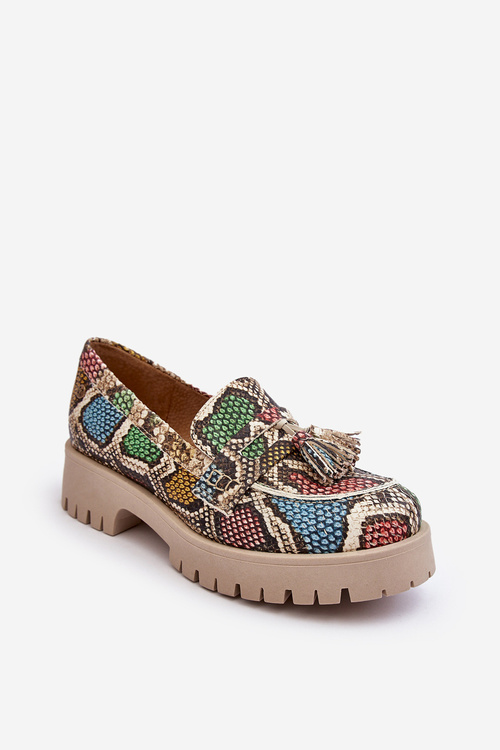 Dámské kožené polobotky s fringed Maciejka 05497-45 vícebarevné