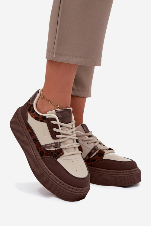 Dámske Sneakers Na Platforme Big Star SS274356 Leopard Hnedo-Bežové