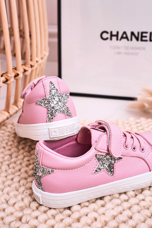 Dětské Kožené Tenisky S Hvězdou BIG STAR DD374104 Růžove
