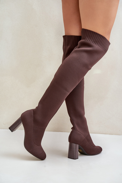 Kozáky Se Záplavou Po Kolena Na Podpatku Tmavě Zelené Esanira