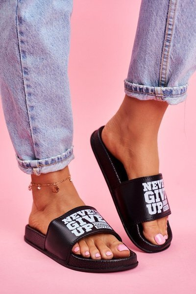 Dámské Nazouváky Never Give Up Černé Bílé