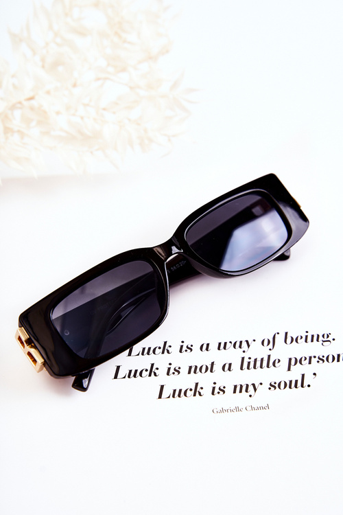 Módní obdélníkové sluneční brýle V120035 Černá