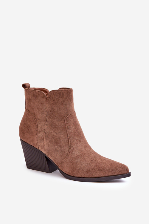 Zateplené Kozačky Cowboy Eko Semišové Na Zip Hnědé Virtris