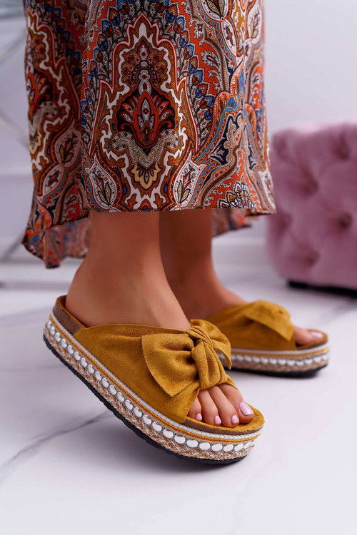 Dámské Nazouváky s Luky Tlustá Podešev Žluté Milady