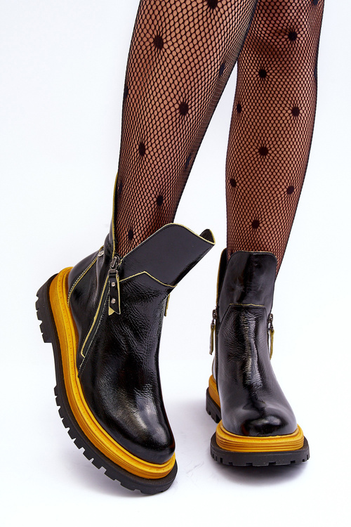 Kožené Lakované Botky Dámské Maciejka 05747-07 Černé