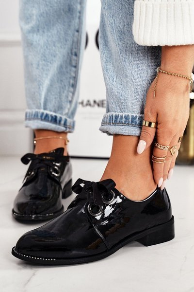 Dámské Lakované Boty Laura Messi 2044 Černé