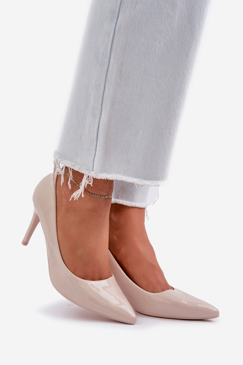 Lakovane Lodičky So Špicatými Nosmi Béžové Laniffia