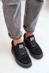 Kožené dámske sneakersy zateplené kožúškom čierne Lee Cooper LCJ-24-01-2973