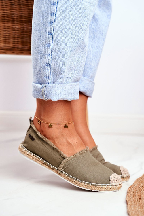 Dámské Espadrilky Pletená Podešev Khaki Zelená Big Star DD274760
