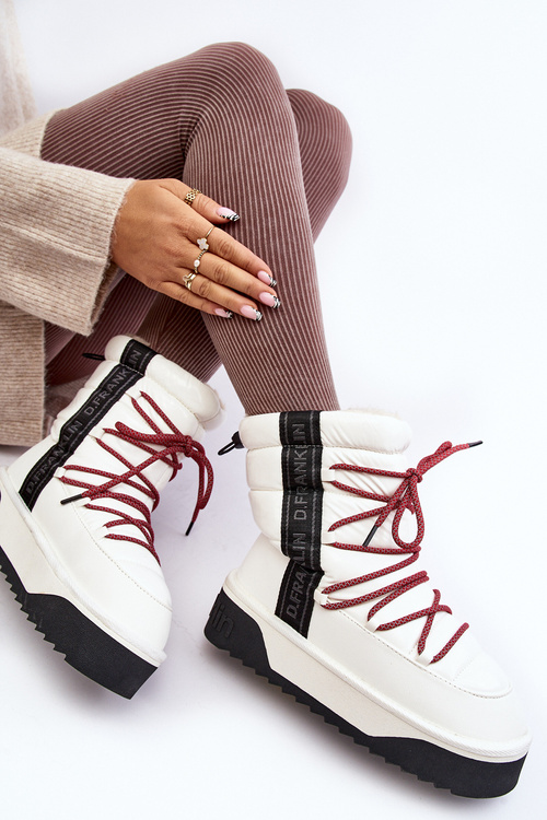 Dámske snehové topánky na hustej vegánskej podrážke D.Franklin DFSH371007 biela