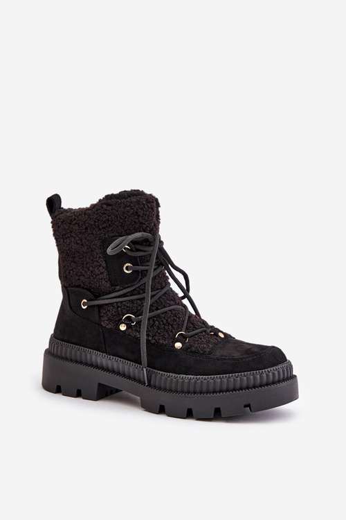 Boty S Kožešinou Typu Beránek Černé Merilana